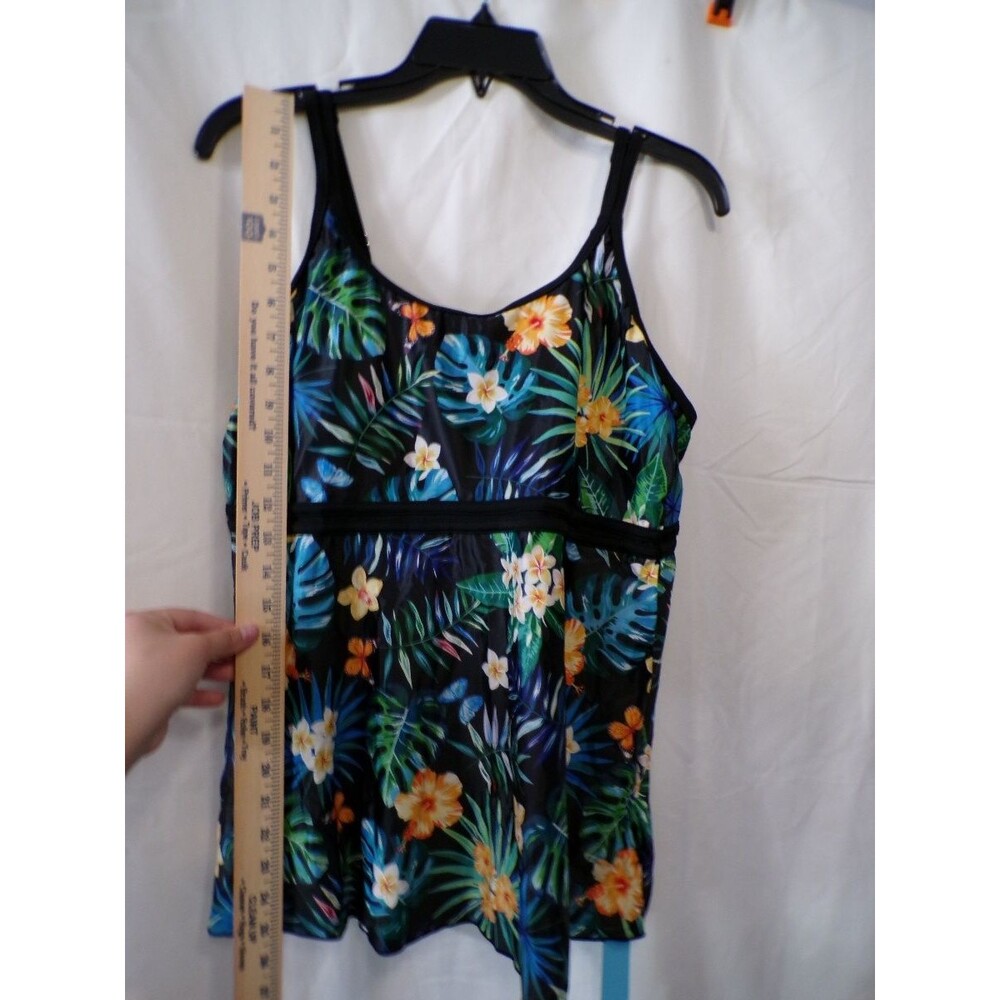 YONIQUE Women's Floral Tankini Top Tank Swim Top Size L 0627 - Picture 6 of 8